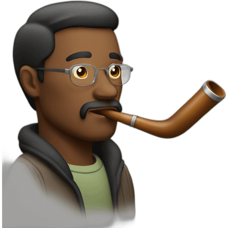 man smokes glass pipe emoji