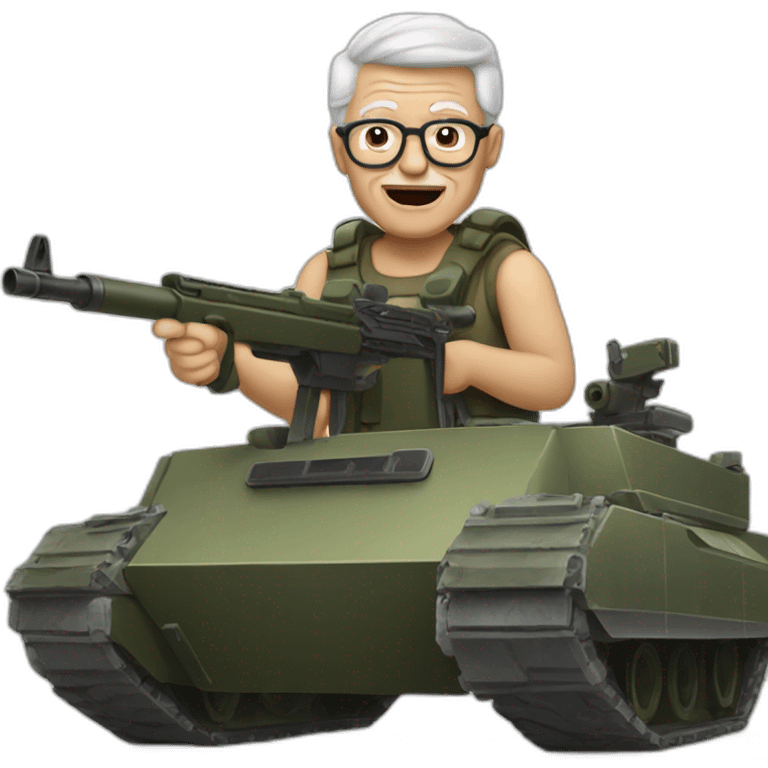 Granddad in a tank with a machine gun emoji