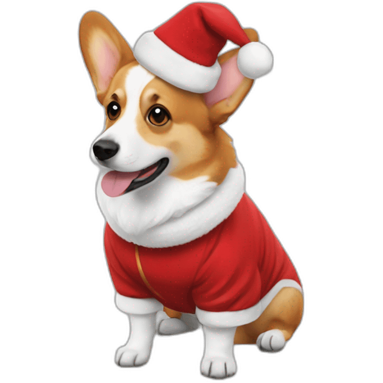 corgi dress as santa emoji