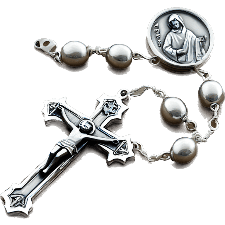 Silver catholic rosary  emoji