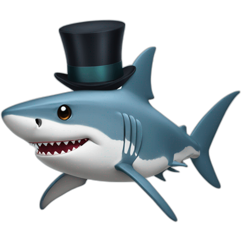 Shark with a top hat emoji