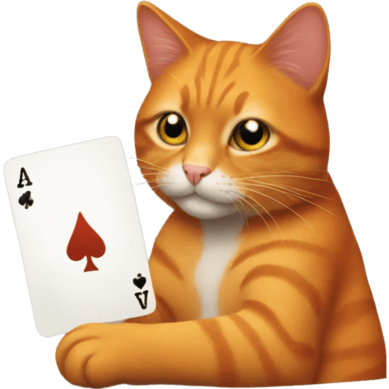 Orange cat playing poker emoji