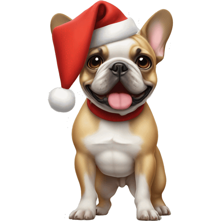  French bulldog with Santa hat on standing on its hind legs emoji