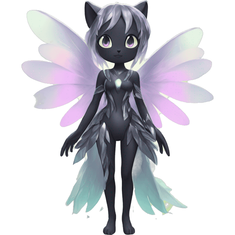 Shiny Shy Cool Pastel Black beautiful fantasy Kawaii Ethereal Sona Fakemon-animal Full Body emoji