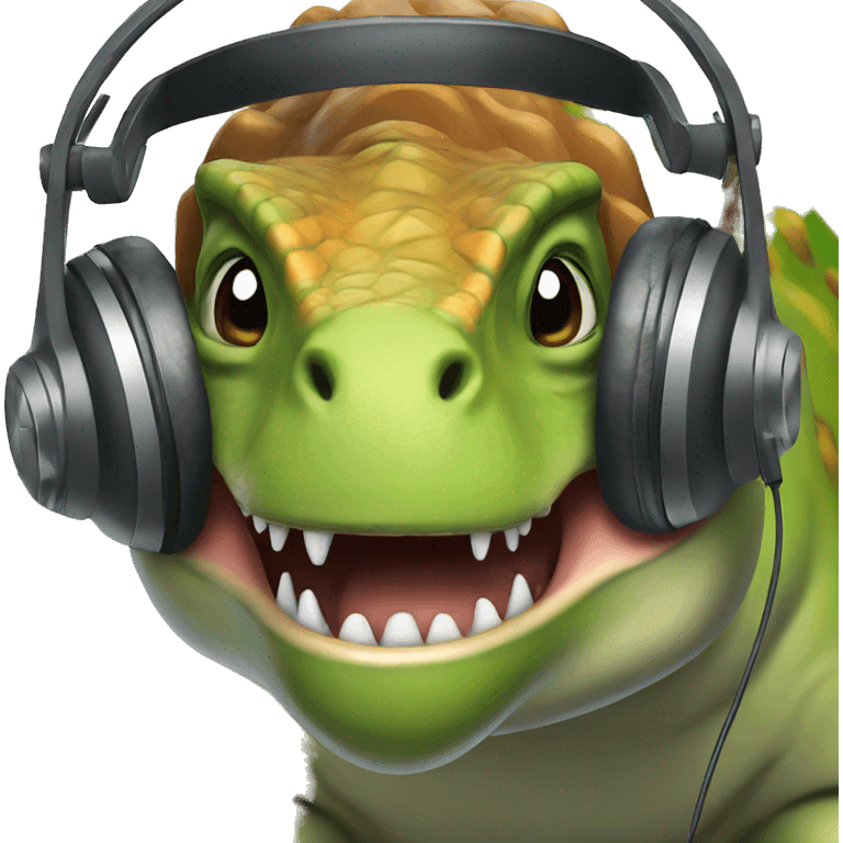 Dinosaur with headphones  emoji