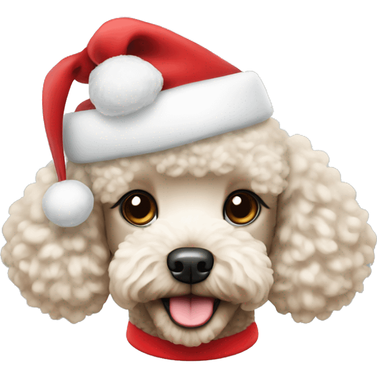 Mini Poodle with Santa hat emoji