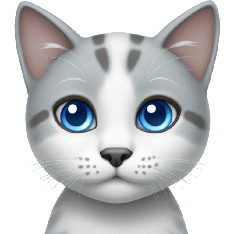 Gray and white cat with blue eyes emoji