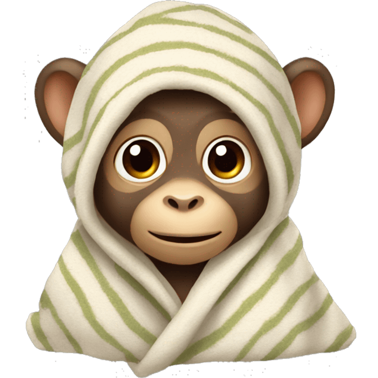 baby monkey wearing a blanket ￼ emoji