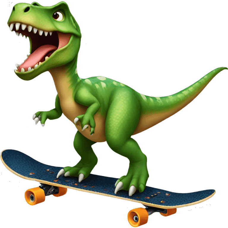 Dinosaur riding a skateboard  emoji