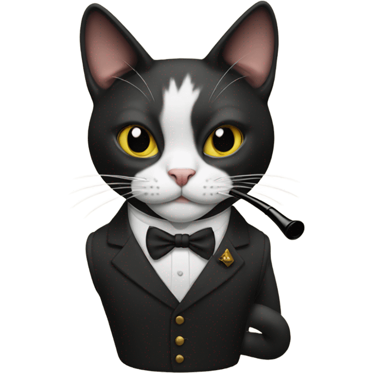 tuxedo cat smoking a pipe emoji