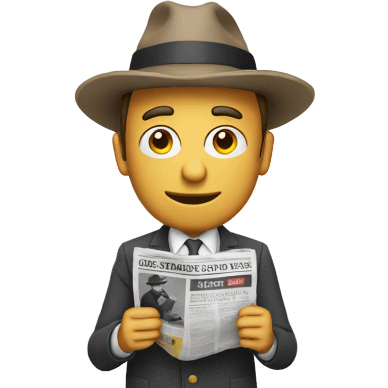 Man with hat reading a newspaper emoji