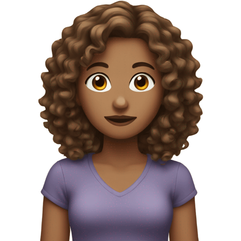 girl with brown curly wavy hair  emoji