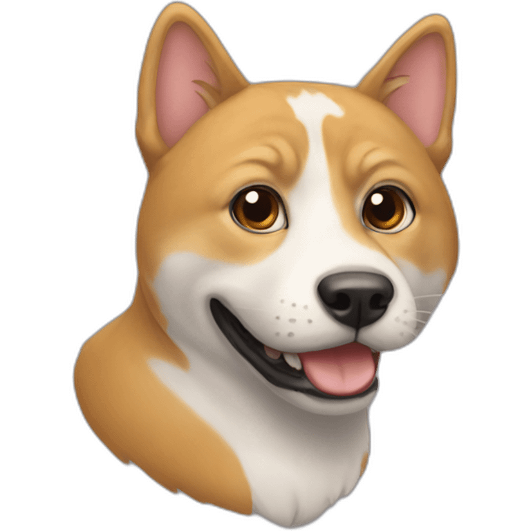 Un chat sur un chien emoji