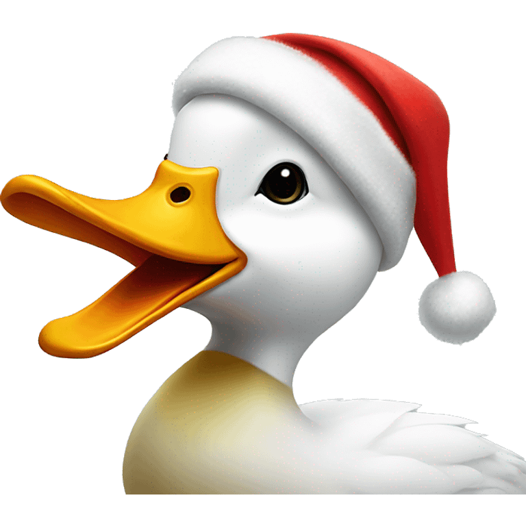 White duck with Christmas hat emoji