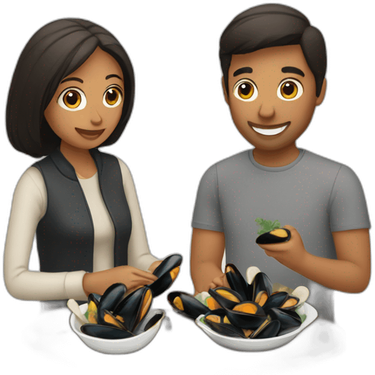 Couple eat mussels  emoji