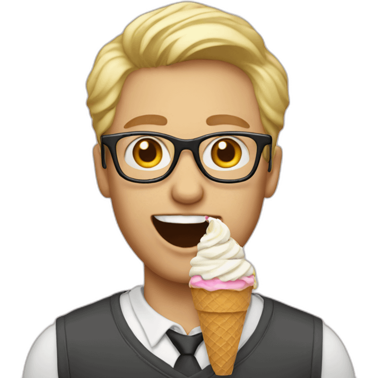 Blonde Man glasses eats icecream emoji