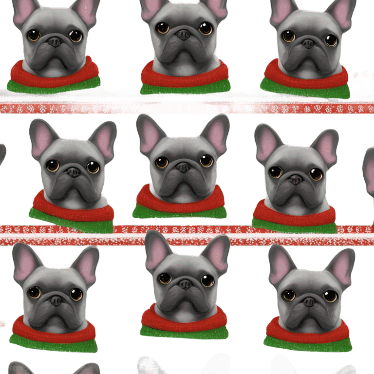 Gray colored  French bulldog Christmas sweater  emoji