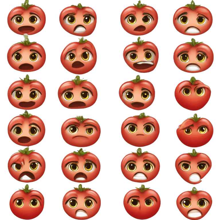 Un tomate con cara amorosa de chica, ojos con pestañas, brazos dando un abrazo y dando un beso en forma de corazón. emoji