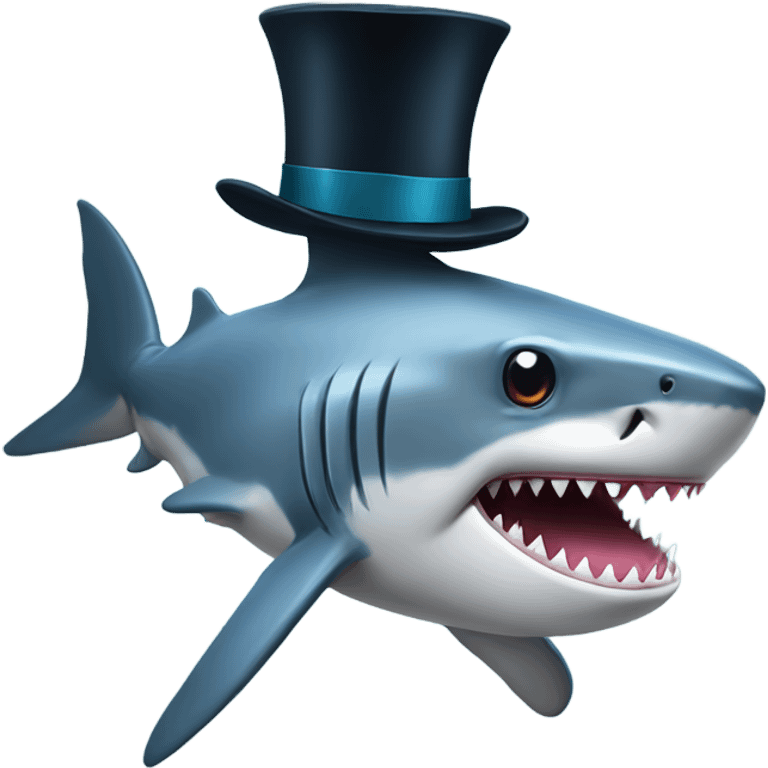 Shark with a top hat emoji