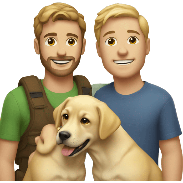 2 guys with a yellow Labrador puppy emoji