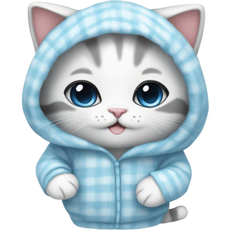 cutest cat with pajamas cute sweet soft blue and white emoji