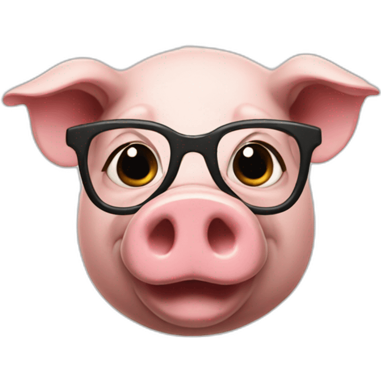 pig with glasses and sparse mustache with dark hair emoji