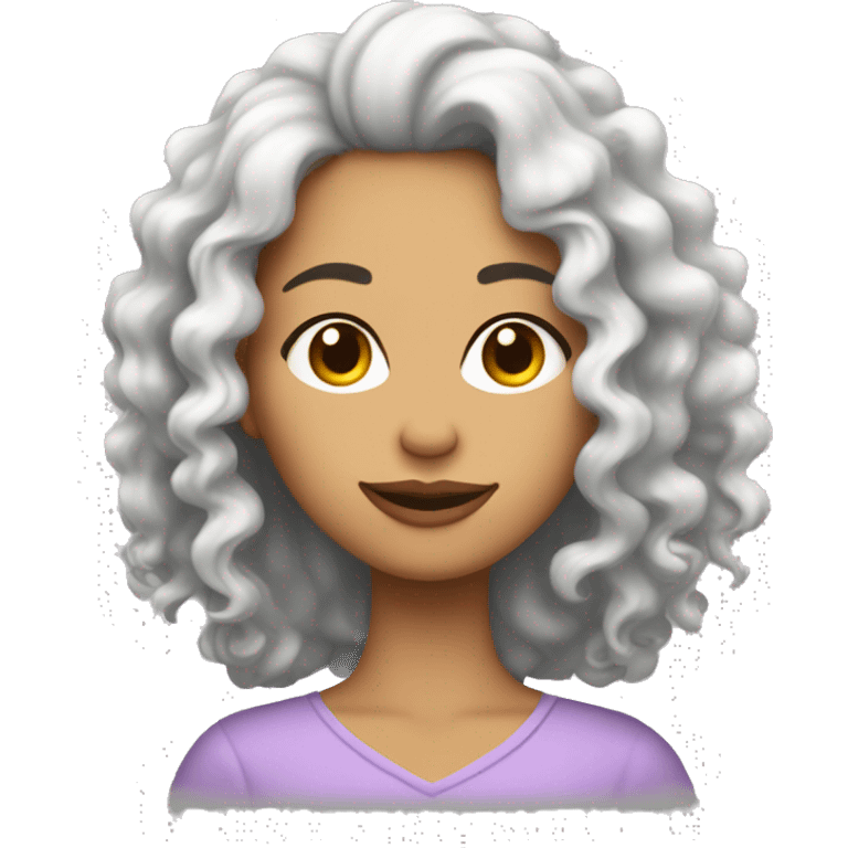 Mujer con pelo rizado, piel blanca emoji