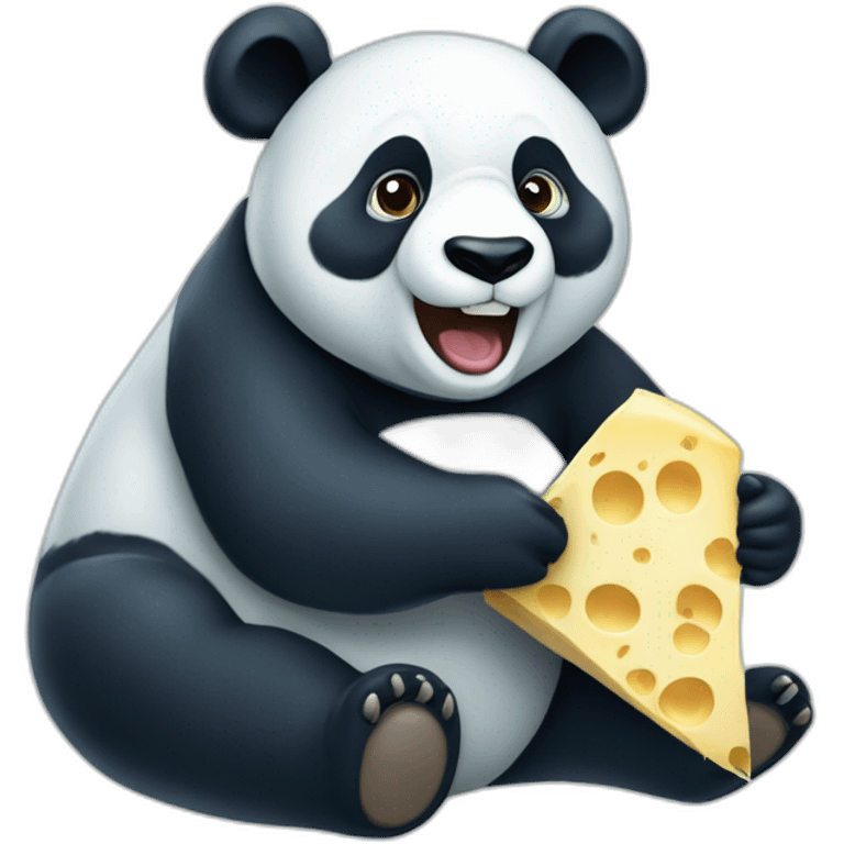 Panda bear eating cheese blue emoji