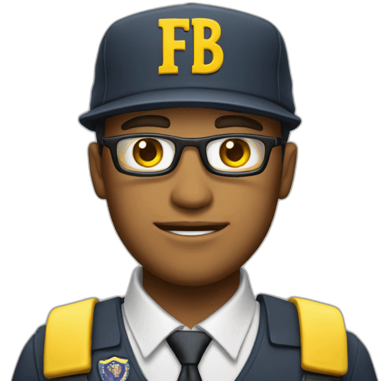 man with yellow "FBI" letters on his cap emoji