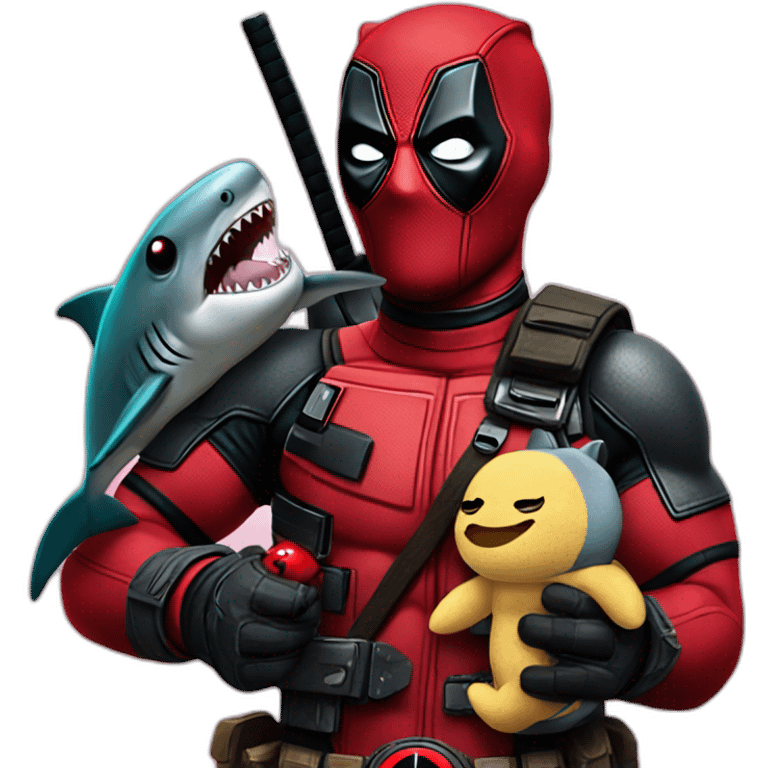 deadpool with shark plushie emoji