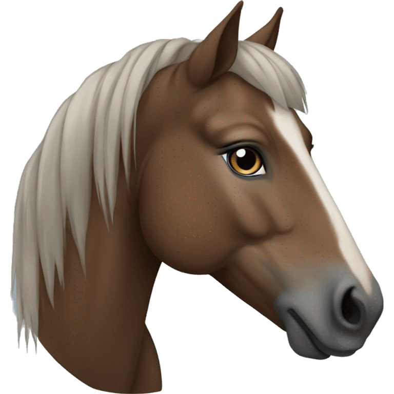 brown Noriker horse portrait with blue eyes emoji