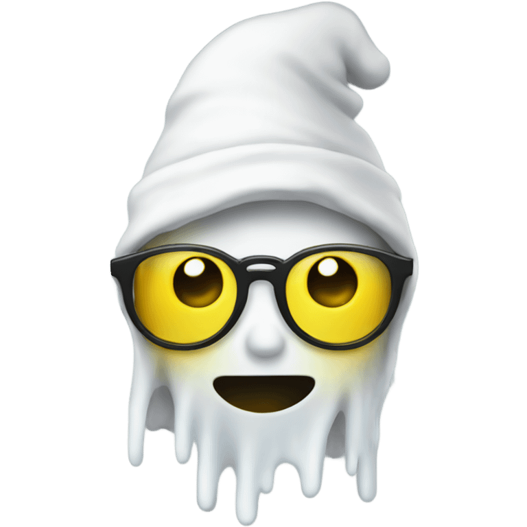 Ghost with glasses and a yellow beanie emoji