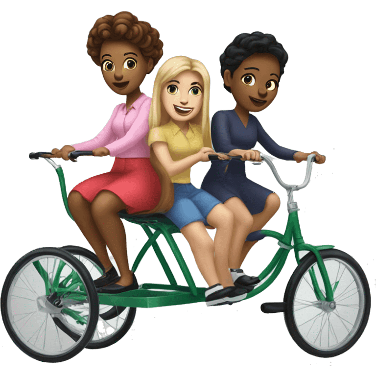 Marjorie, Taylor Green and Kelly Bobert riding a tricycle emoji