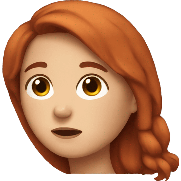 tired girl with auburn hair  emoji