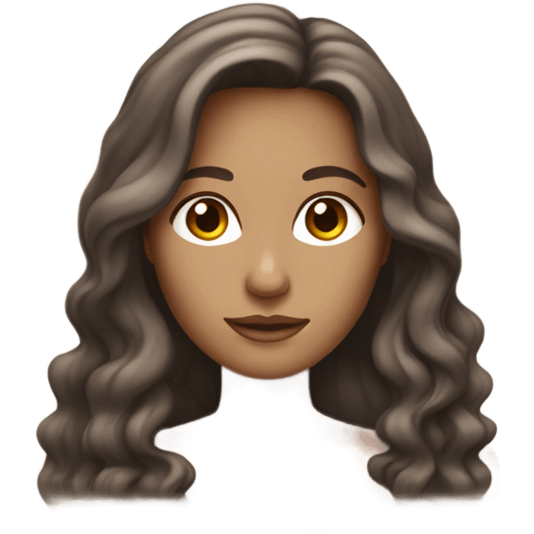 woman brown long wavy hair brown eyes and white skin with macbook emoji