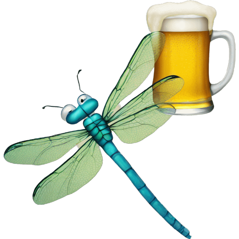 dragonfly holding a beer emoji