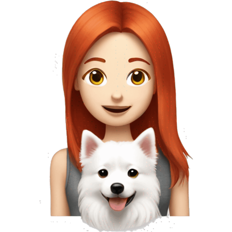 red hair girl with Japanese spitz dog emoji