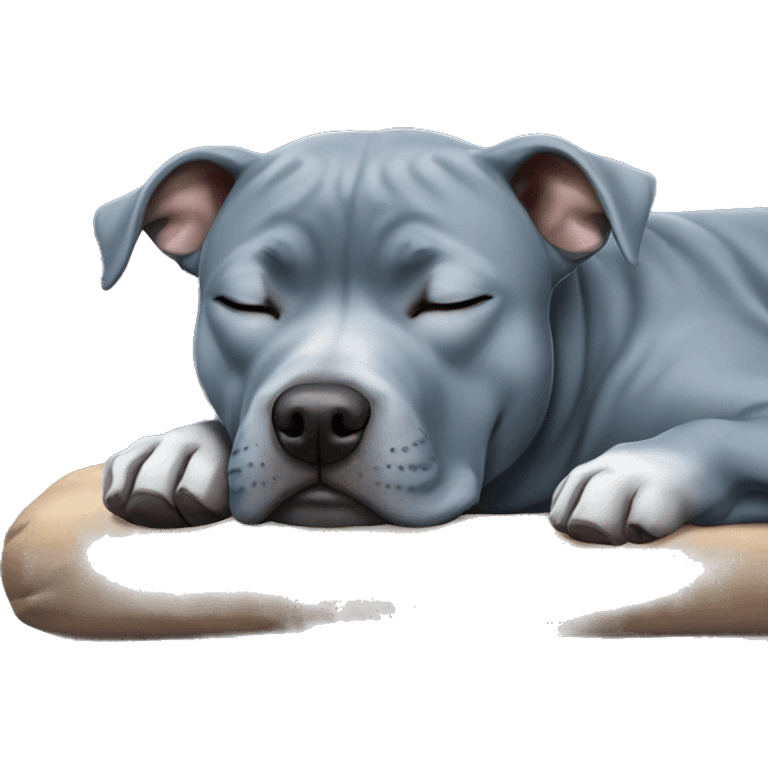 Blueish gray Staffy sleeping emoji