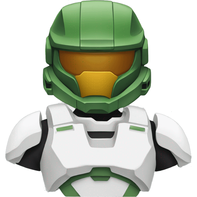 Guy wearing a white T-shirt and Master Chief Helmet emoji