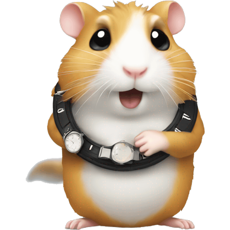 hamster looking at his watch emoji