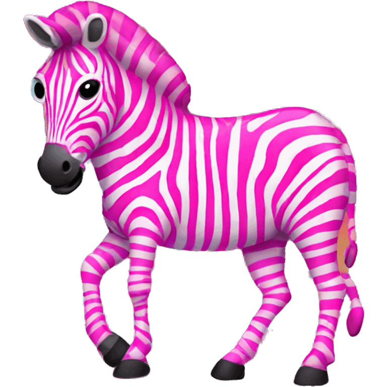 neon pink zebra with rainbow stripes emoji