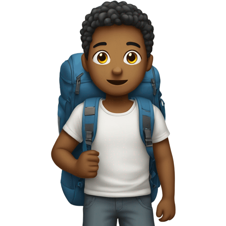 Little boy holding backpack  emoji