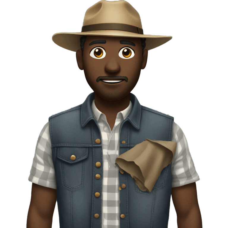 Black farmer ripped up clothes emoji