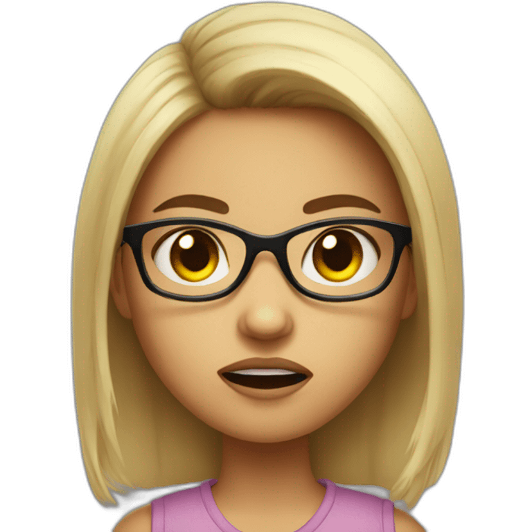 a cute girl with specs angry emoji