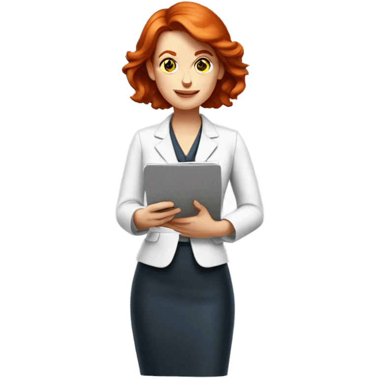 medium red hair woman nutritionist working emoji