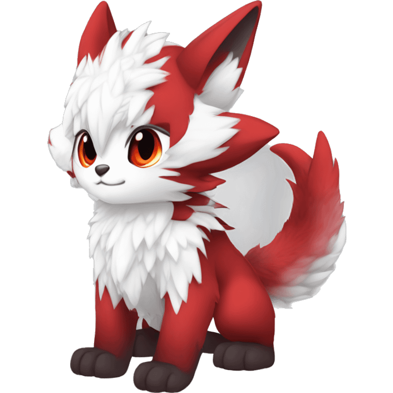 Anthro-Edgy-Cool-White-Red-Contrast-Colors-Fantasy-Fur-Sona-Chibi-Shiny-Fakémon-Hybrid full body emoji