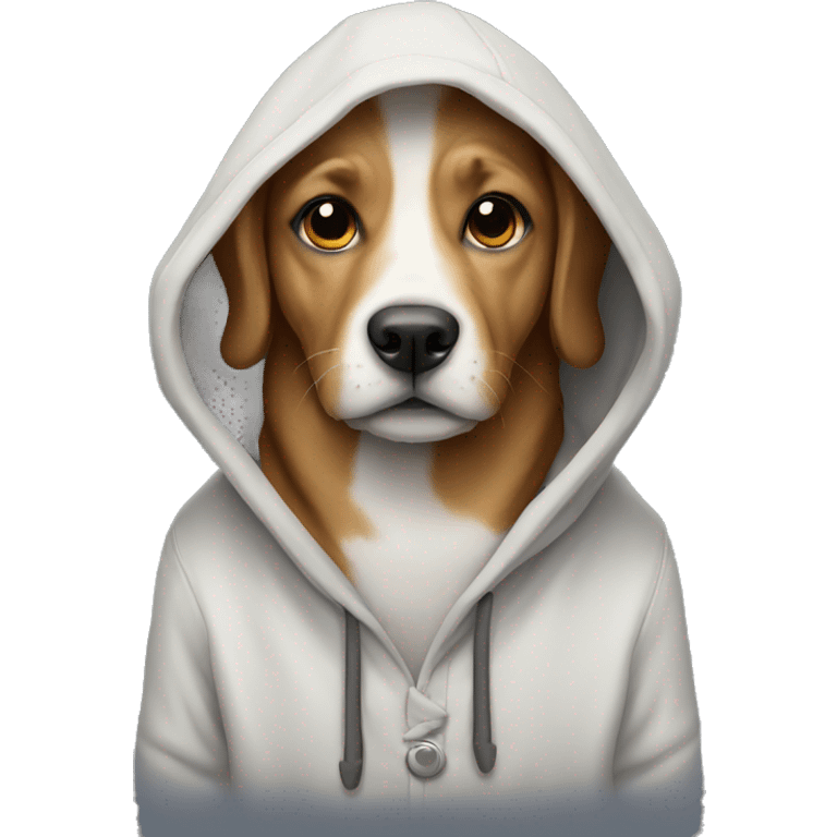 Dog wearing a hodie emoji