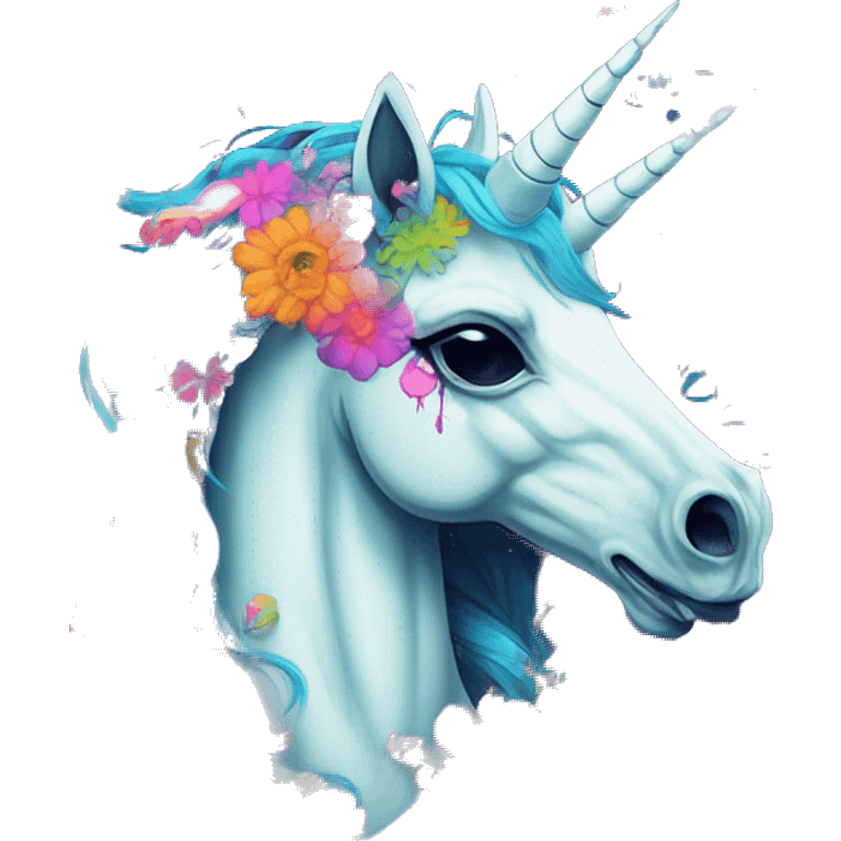 Graffiti Trippy patchwork Zombie Pegasus unicorn psychedelic flowers floral groovy art neon rave raving emoji