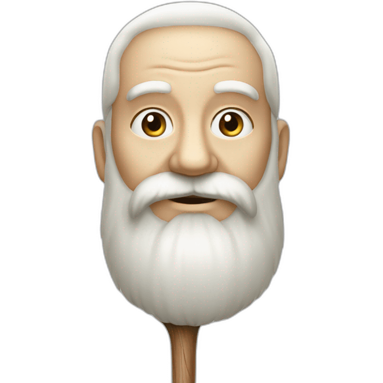 old, white long beard, wooden stick, front shot emoji