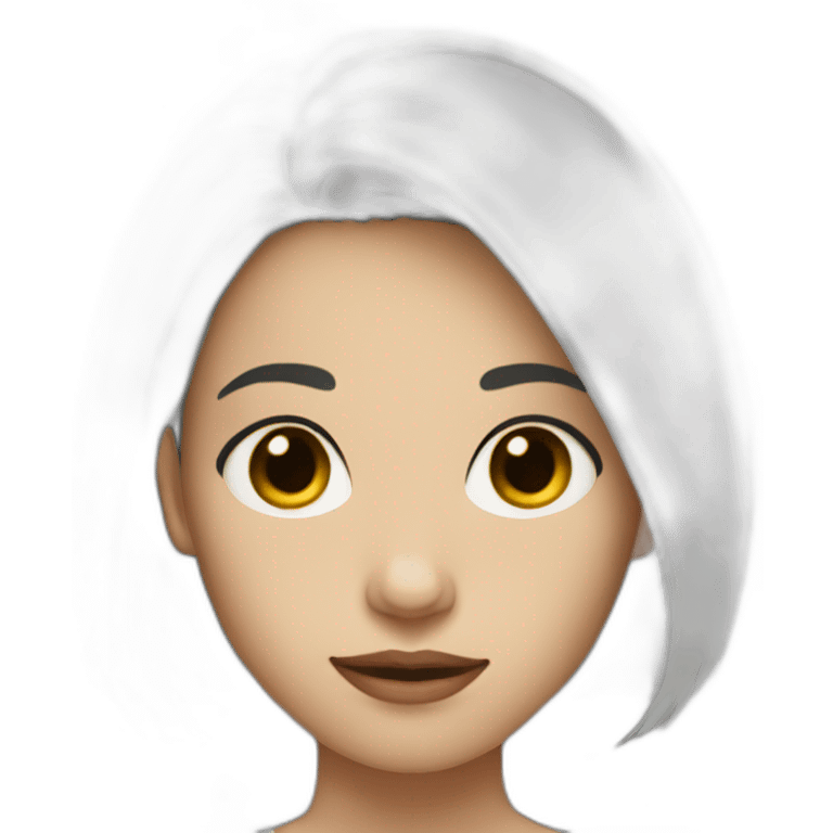 short dark hair, woman, black eyes emoji